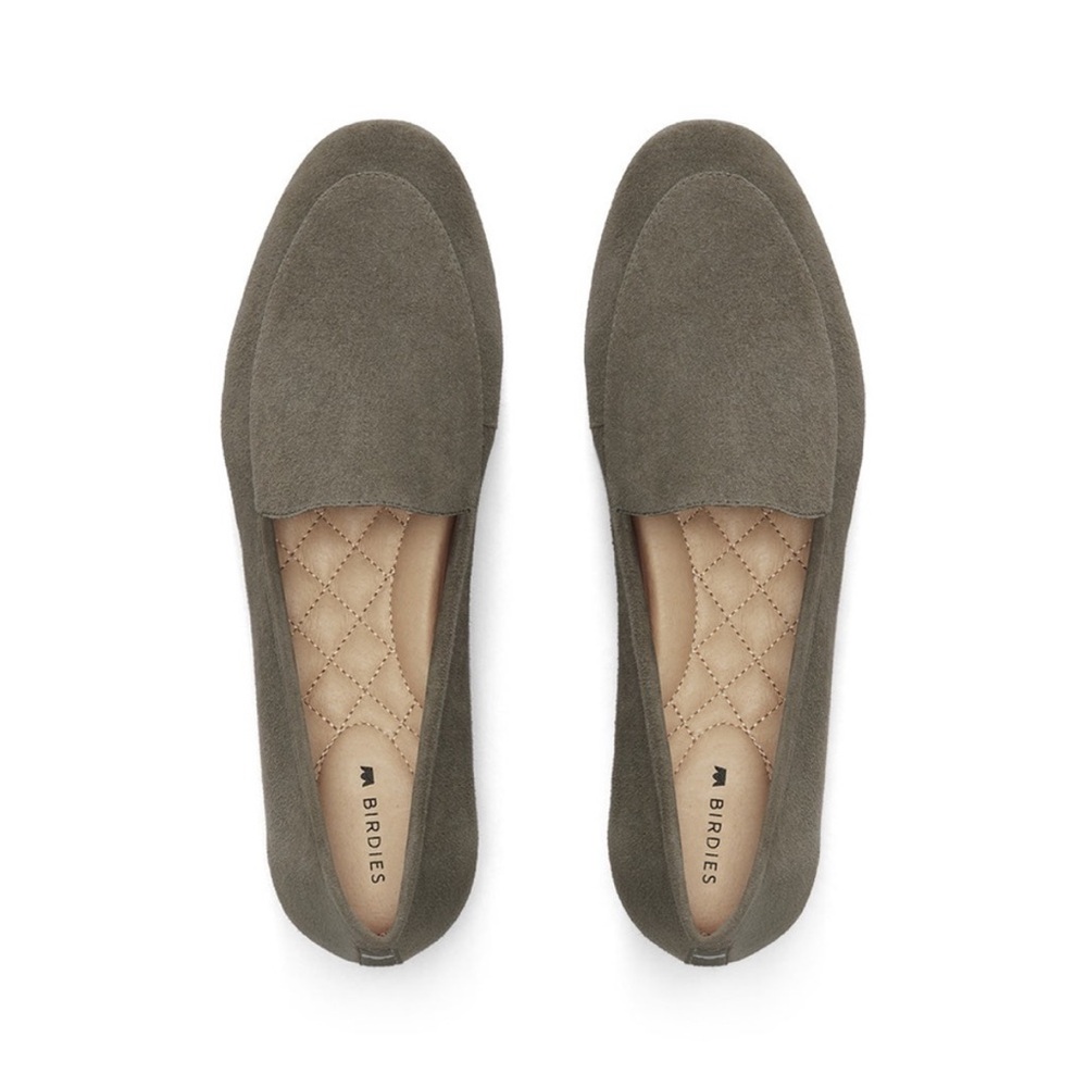 Birdies Vesper Sage Green Suede Loafer Flats